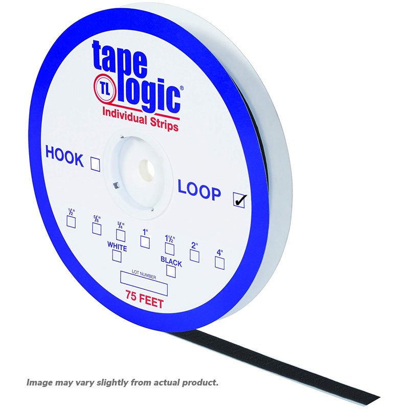 1 1/2" x 75' Loop. Tape Logic Black Individual Strips. 1/C