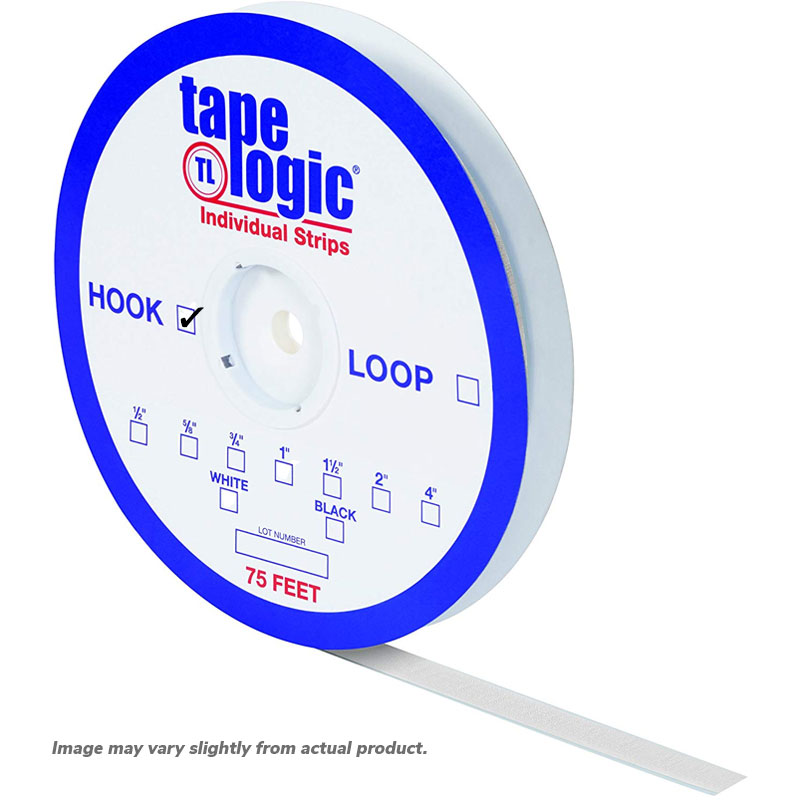 1 1/2" x 75' Hook. Tape Logic White Individual Strips. 1/C