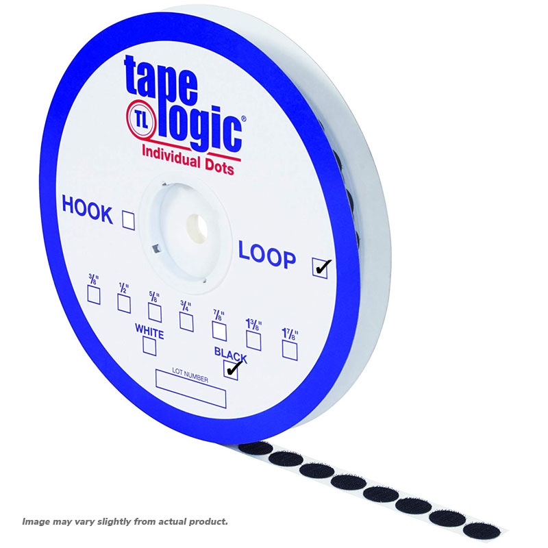 3/8" Black Loop. Tape Logic Individual Tape Dots. 1800/C