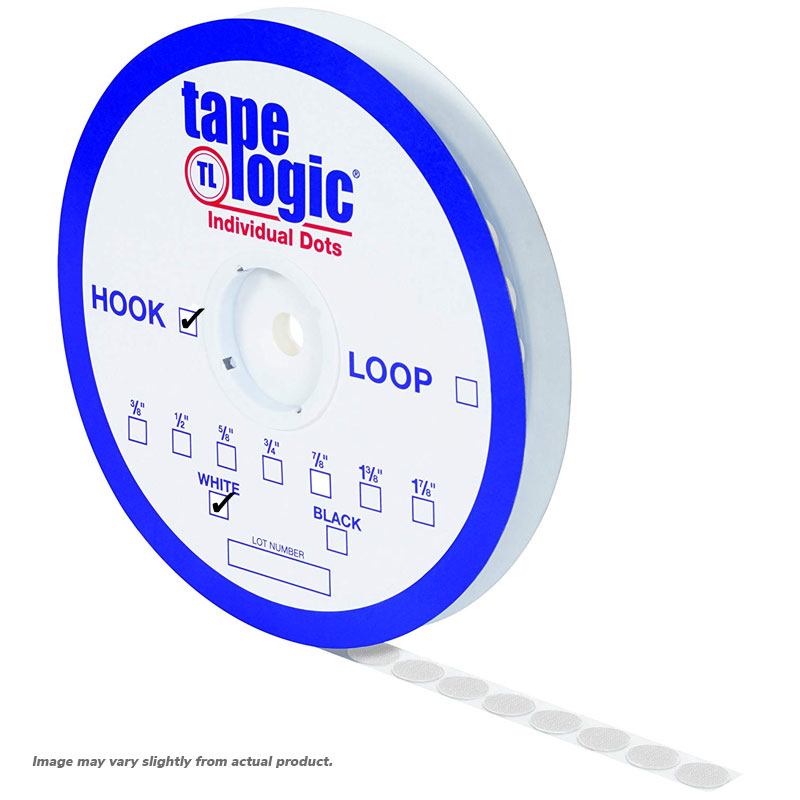 3/4" White Hook. Tape Logic Individual Tape Dots. 1028/C