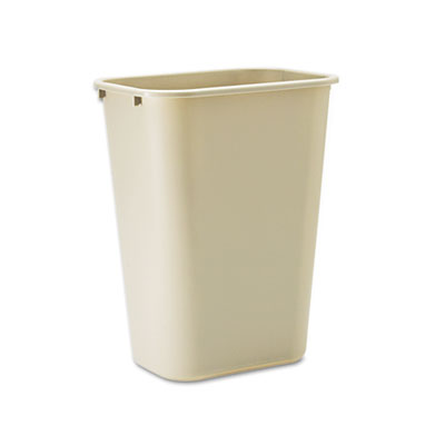Deskside Plastic Wastebasket. 41-1/4 Quart. Beige. 1/Ea