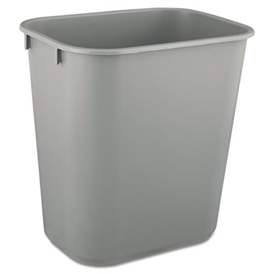 Deskside Plastic Wastebasket. 13-5/8 Quart. Gray. 1/Ea