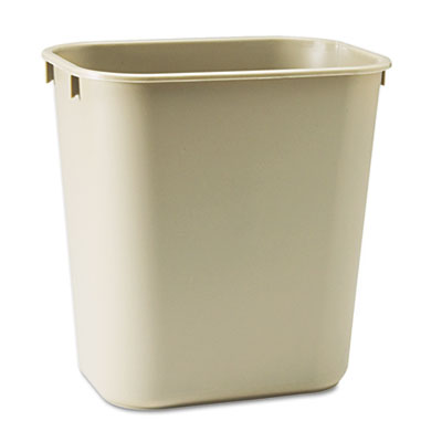 Deskside Plastic Wastebasket. 13-5/8 Quart. Beige. 1/Ea