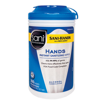 Sani-Hands® Hand Sanitizing Wipes. 300/Canister. 6/Cs.