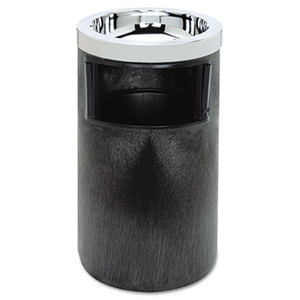 Smoking Urn/Trash Receptacle. 2 Gallon. Black/Chrome. 1/Ea