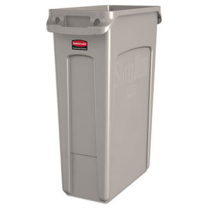 Slim Jim® Rectangular Waste Container w/Venting Channels. 23 Gallon. Beige. 1/Ea