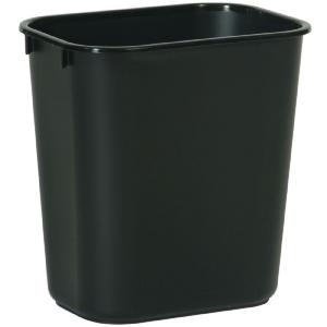 Deskside Plastic Wastebasket. 13-5/8 Quart. Black. 1/Ea