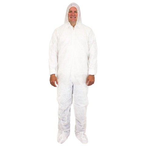 Disposable Polypropylene Coverall, With Hood & Feet. 2XL 25/Cs