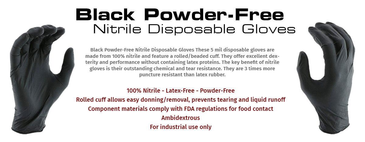 Black Powder-Free Nitrile Disposable Gloves