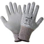 Samurai Gloves, Salt and Pepper HPPE Shell, Gray Polyurethane Dipped Palm, Cut Resistant, ANSI Cut Level A4, XXS, 12 Pair/Pkg