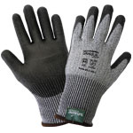 Samurai Gloves, Black Salt and Pepper Tuffalene Platinum Brand UHMWPE Seamless Liner, Black Polyurethane Palm Dipped, ANSI Cut Level A4, XXS 12 Pair/Pkg