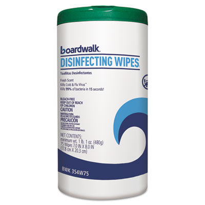 Boardwalk® Disinfecting Wipes, Fresh Scent, 75/Canister. 6/Cs