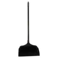 Lobby Dust Pan, Plastic, 11 3/4" Wide, 34" Handle, Black