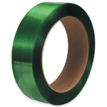 1/2”  x 6500’ x .028 Gauge Embossed Green Polyester Strapping. 800 lb. Break Strength