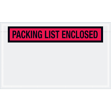 4.5" x 7.5" Red "Packing List Enclosed" Envelope, Panel Face