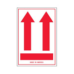 4" x 6" - (Two Red Arrows Over Red Bar) Arrow Label. 500/Roll