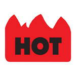 1 1/2 x 2" - "Hot" (Bill of Lading) Flame Labels. 500/Roll