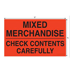 3" x 5" Fluorescent Orange Mixed Merchandise Label. 500/Roll