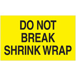 3" x 5" - "Do Not Break Shrink Wrap" (Fluorescent Yellow) Labels. 500/Roll