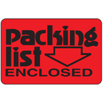 2" x 3" Fluorescent Red Packing List Enclosed Label. 500/Roll