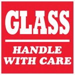 4" x 4" Glass Handle With Care Label. 500/Roll
