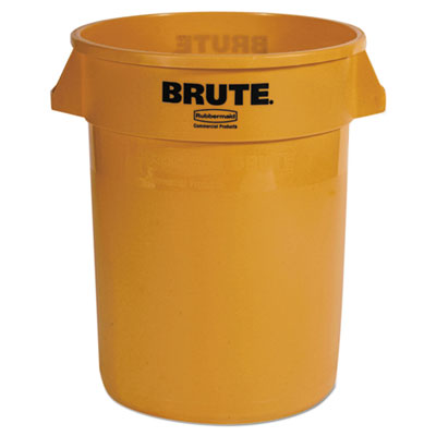 Brute® Round Container. 32 Gallon. Yellow. 1/Ea