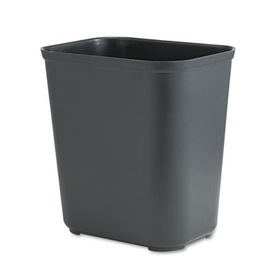 Fire-Resistant Wastebasket, Rectangular, Fiberglass, 7gal, Black