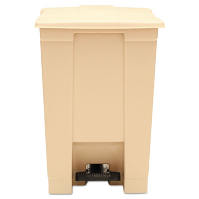 Indoor Utility Step-On Waste Container, Square, Plastic, 12gal, Beige