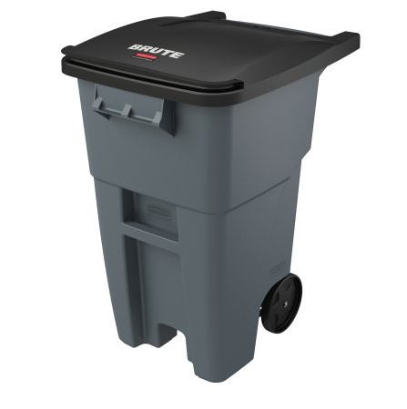 Brute Rollout Container, Square, Plastic, 50gal, Gray