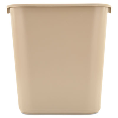 Deskside Plastic Wastebasket. 28-1/8 Quart. Beige. 1/Ea