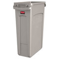Slim Jim® Rectangular Waste Container w/Venting Channels. 23 Gallon. Beige. 1/Ea