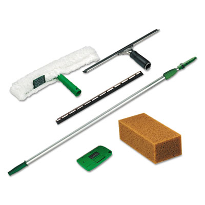 Unger Pro Window Cleaning Kit w/8ft Pole, Scrubber, Squeegee, Scraper, Sponge 1/Ea